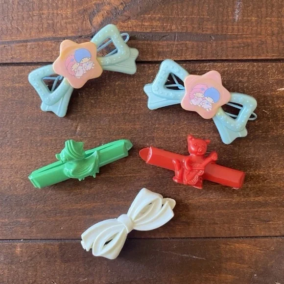 Vintage Sanrio Little Twin Stars Barrettes Goody Hair Clips 1980s Lot Of 5 RARE - Picture 9 of 9